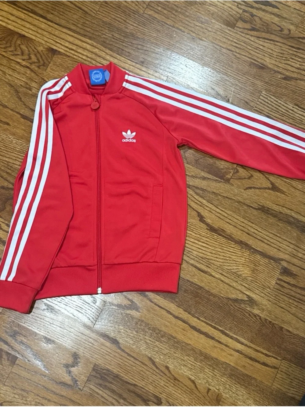 adidas Kids Red and White 3-Stripe Swim Rashguard Set